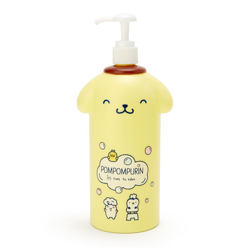 小禮堂 布丁狗 造型塑膠按壓式空瓶 沐浴乳罐 洗髮乳罐 乳液罐 600ml (黃白 牛奶泡泡浴)
