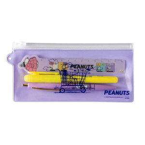 小禮堂 史努比 三件式文具組 附夾鏈袋 直尺 螢光筆 自動鉛筆 (紫 購物車)