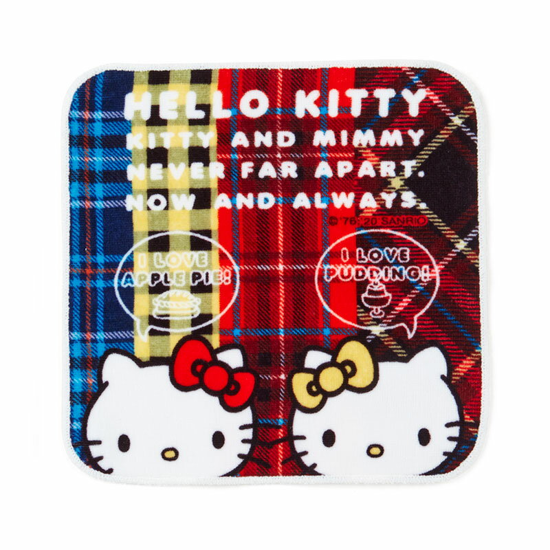 小禮堂 Hello Kitty 純棉割絨方巾 純棉手帕 小毛巾 23x23cm (紅黃 雙胞胎生日慶)