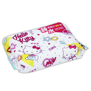 小禮堂 Hello Kitty 20抽純水濕紙巾包 袖珍包濕巾 柔濕巾 (桃白 滿版)