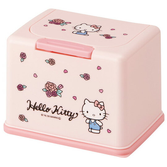 小禮堂 Hello Kitty 塑膠按壓彈蓋面紙盒 袖珍面紙盒 抽取式紙巾盒 濕巾盒 (粉 玫瑰)