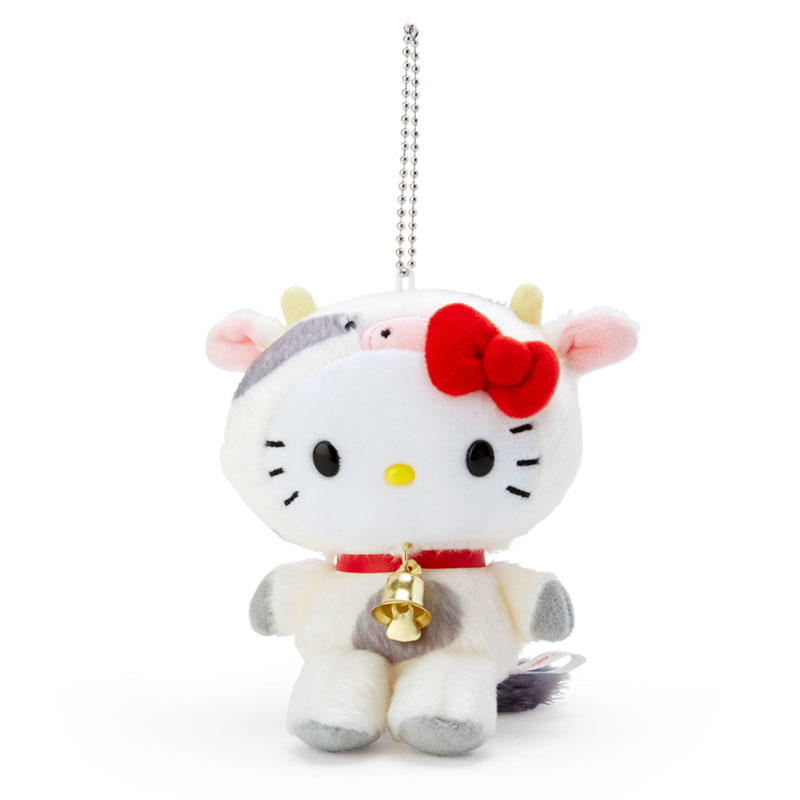 小禮堂 Hello Kitty 絨毛吊飾 生肖吊飾 玩偶吊飾 玩偶鑰匙圈 (米 牛牛新年企劃)