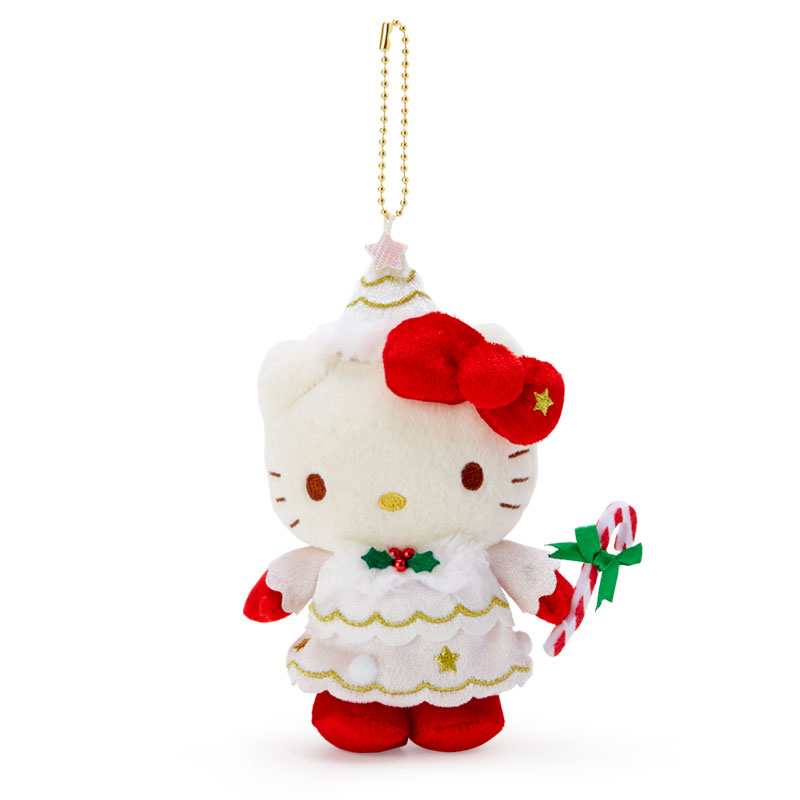 小禮堂 Hello Kitty 絨毛吊飾 玩偶吊飾 聖誕吊飾 玩偶鑰匙圈 (紅 2020聖誕節)