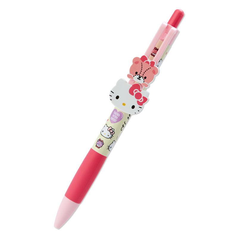 小禮堂 Hello Kitty 日製 造型原子筆 自動原子筆 玩偶筆 黑筆 (桃 大臉文具)