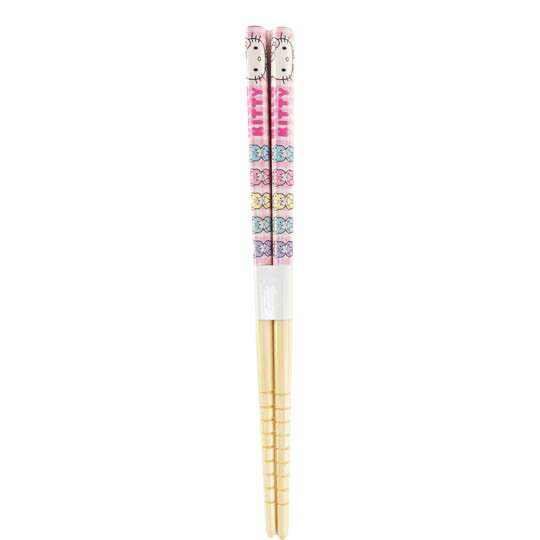 小禮堂 Hello Kitty 木筷 兒童筷 竹筷 環保筷 16.5cm 銅板小物 (粉棕 彩色熊)