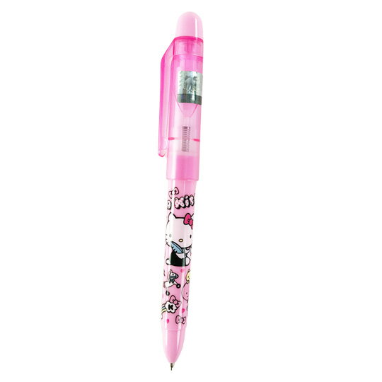 小禮堂 Hello Kitty 旋轉原子筆 自動鉛筆 黑筆 自動筆 0.5mm HB (粉 信封)