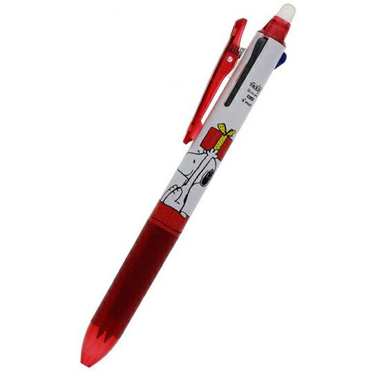 小禮堂 史努比 日製 擦擦筆 三色筆 多色筆 原子筆 0.5mm Frixion ball 3 slim (紅 禮物)