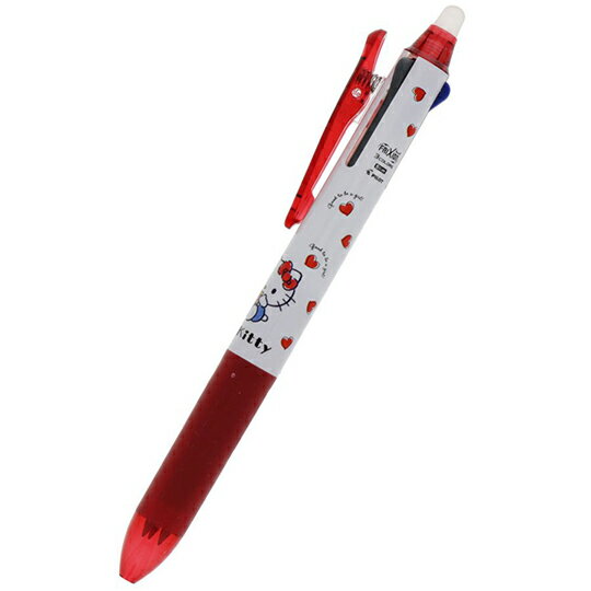 小禮堂 Hello Kitty 日製 擦擦筆 三色筆 多色筆 原子筆 0.5mm Frixion ball 3 slim (紅 愛心)