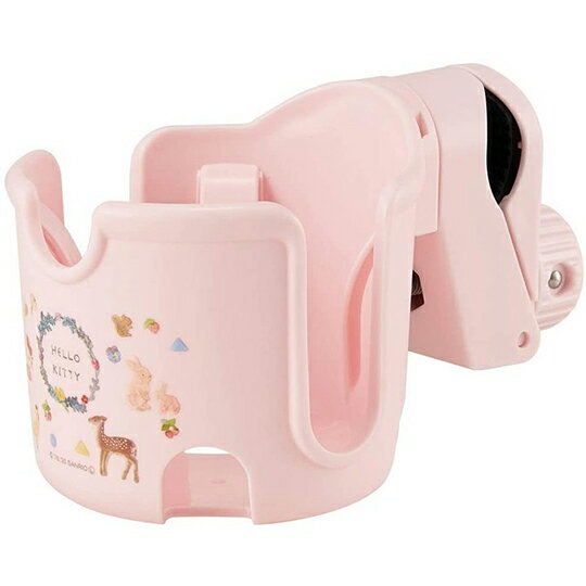 小禮堂 Hello Kitty 嬰兒車用飲料杯架 塑膠杯架 寶特瓶架 夾式杯架 (粉 動物)