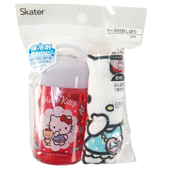 小禮堂 Hello Kitty 日製 純棉無捻紗短毛巾 附罐 純棉毛巾 方形毛巾 毛巾罐 28x32cm (紅 小熊)