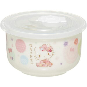 小禮堂 Hello Kitty 陶瓷微波保鮮碗 附蓋 陶瓷保鮮盒 便當盒 沙拉碗 200ml (粉白 和服)
