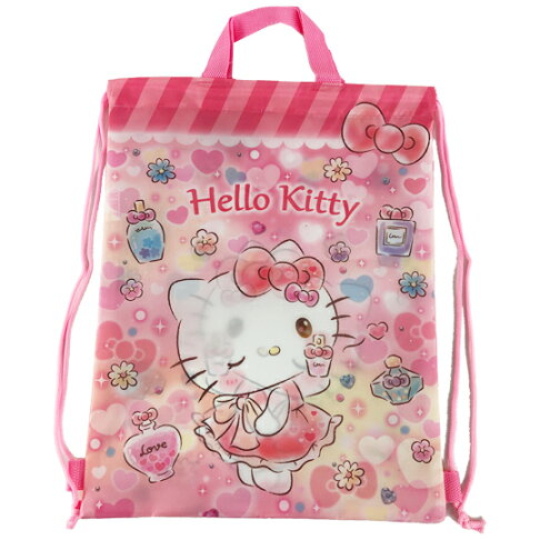 小禮堂 Hello Kitty 尼龍束口後背袋 尼龍手提袋 後背包 束口袋 縮口袋 (紅 香水) 0