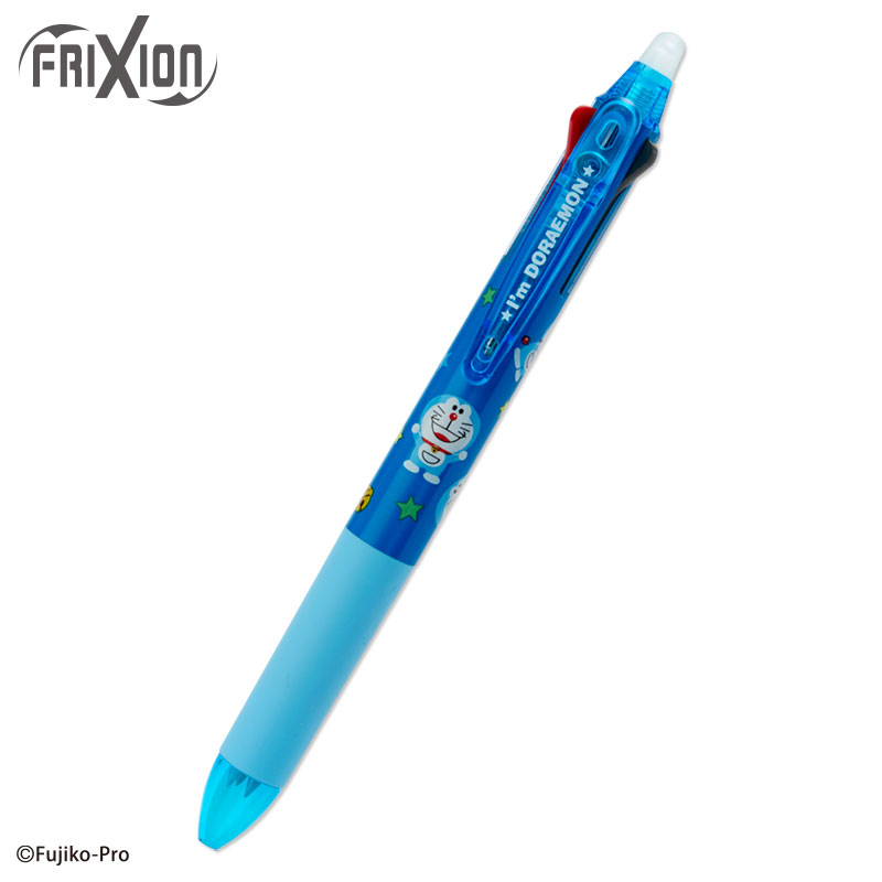 小禮堂 哆啦A夢 日製 擦擦筆 三色筆 多色筆 原子筆 0.38mm Frixion ball 3 slim (藍 滿版)