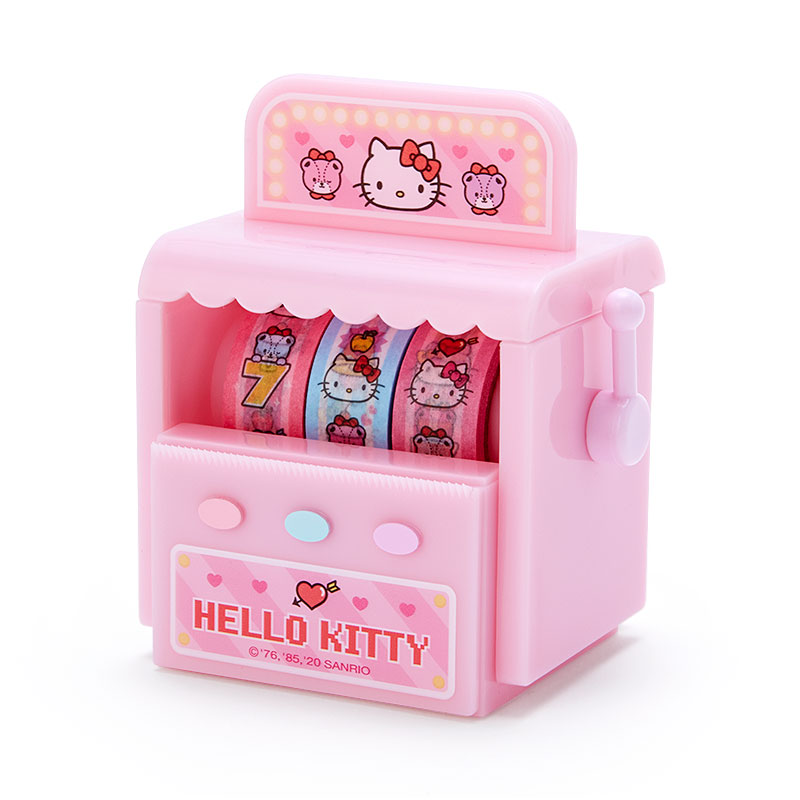 小禮堂 Hello Kitty 拉霸機造型紙膠帶組 包裝膠帶 紙膠布 細膠帶 (3入 粉 遊戲街)