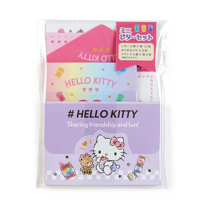 小禮堂 Hello Kitty 日製 迷你信紙組 信封 便條紙 便箋紙 萬用卡片 (紫 糖果)