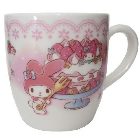 小禮堂 美樂蒂 日製 陶瓷馬克杯 咖啡杯 茶杯 陶瓷杯 金正陶器 (粉 蛋糕)