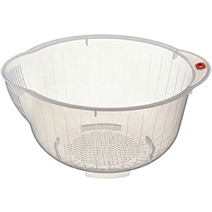 小禮堂 Inomata 日製 圓形塑膠洗米籃 透明洗米籃 瀝水籃 洗米盆 5-7杯 (白)