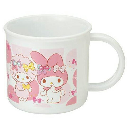 小禮堂 美樂蒂 日製 單耳塑膠杯 兒童水杯 漱口杯 小水杯 200ml (粉白 點點)