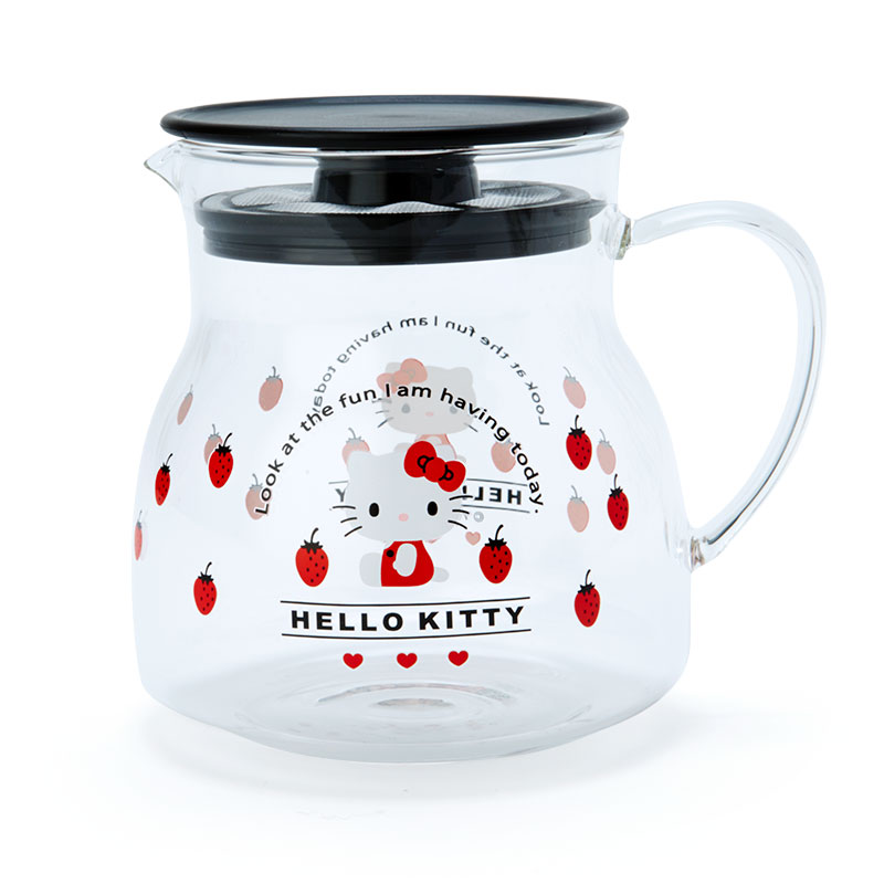 小禮堂 Hello Kitty 耐熱玻璃茶壺 透明茶壺 熱水壺 咖啡壺 飲料壺 500ml (紅 2021新生活)