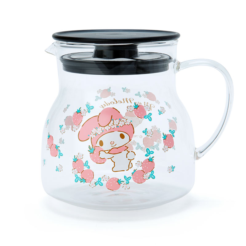 小禮堂 美樂蒂 耐熱玻璃茶壺 透明茶壺 熱水壺 咖啡壺 飲料壺 500ml (粉 2021新生活)