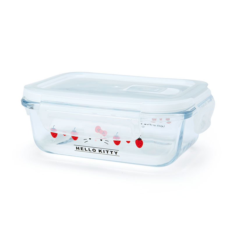 小禮堂 Hello Kitty 方形耐熱玻璃保鮮盒 微波便當盒 透明保鮮盒 300ml (紅 2021新生活)