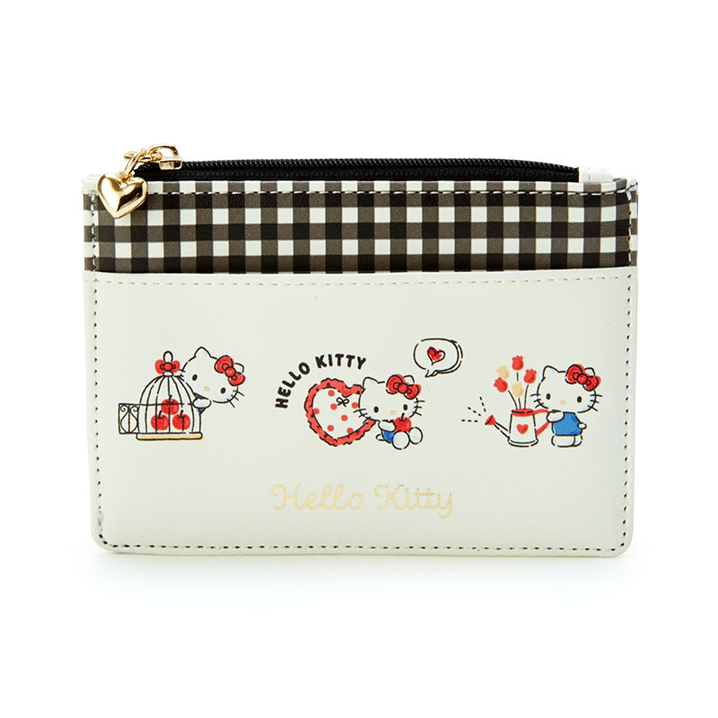 小禮堂 Hello Kitty 皮質拉鍊票卡零錢包 票卡夾 證件夾 小物包 (米 2021新生活)