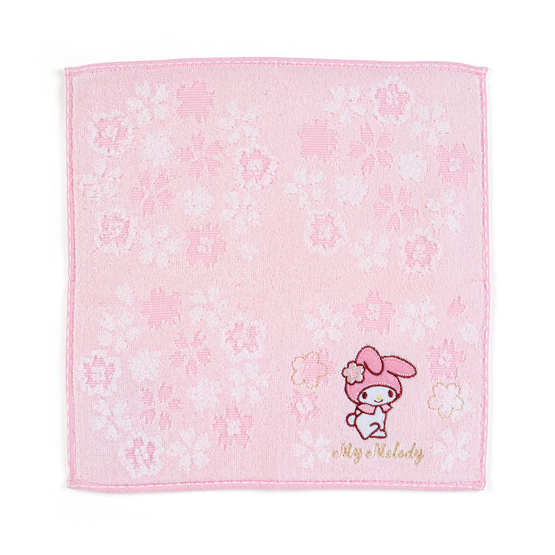 小禮堂 美樂蒂 純棉割絨方巾 無捻紗方巾 純棉手帕 小毛巾 25x25cm (粉 大和櫻花)