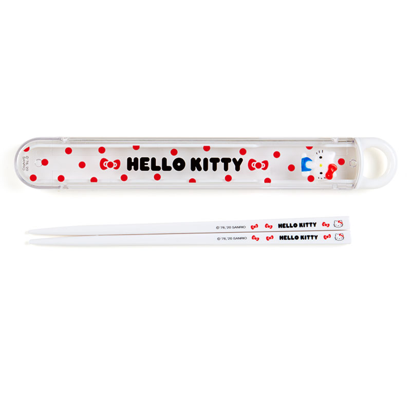 小禮堂 Hello Kitty 日製 塑膠筷 附盒 兒童筷 環保筷 筷子 16.5cm (白 浮雕)