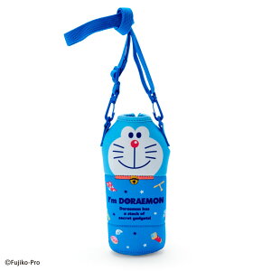 小禮堂 哆啦A夢 造型潛水布寶特瓶套 環保杯袋 飲料杯袋 水壺袋 600ml (藍 大臉)