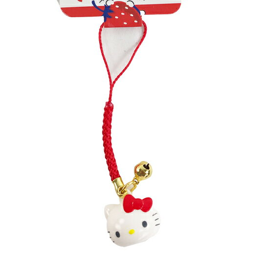 小禮堂 Hello Kitty 造型金屬鈴鐺吊飾 鈴鐺鑰匙圈 金屬吊飾 銅板小物 (白 大臉)
