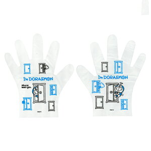 小禮堂 哆啦A夢 拋棄式手套 透明手套 塑膠手套 手扒雞手套 衛生手套 (20入 任意門)
