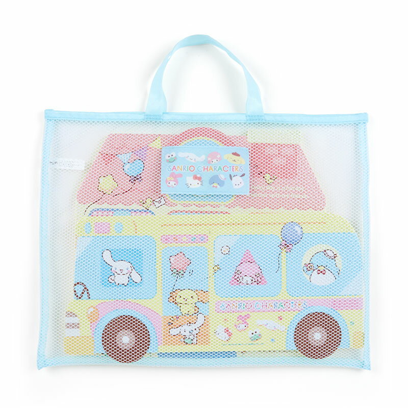 小禮堂 Sanrio大集合 造型軟墊拼圖 附手提袋 軟拼圖 EVA拼圖 巧拼玩具 (藍 巴士)