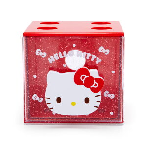 小禮堂 Hello Kitty 方形單抽收納盒 透明抽屜盒 堆疊收納盒 積木盒 飾品盒 (紅 果凍文具)
