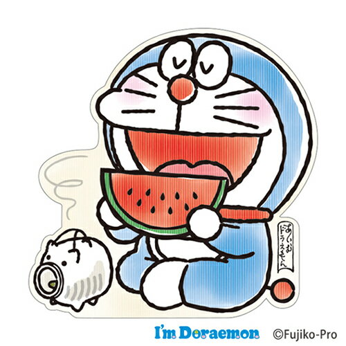 小禮堂 哆啦A夢 日製 造型明信片卡片 夏季卡片 萬用卡片 賀卡 (藍 西瓜)