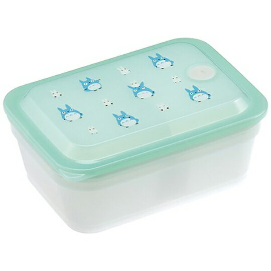 小禮堂 龍貓 日製 方形微波保鮮盒 抗菌保鮮盒 便當盒 450ml Ag+ (綠 藍龍貓)