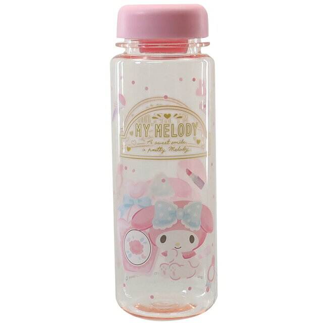 小禮堂 美樂蒂 透明水瓶 500ml (粉美妝款)