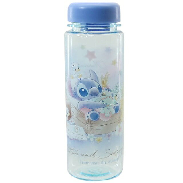 小禮堂 迪士尼 史迪奇 透明水瓶 500ml (木床款)