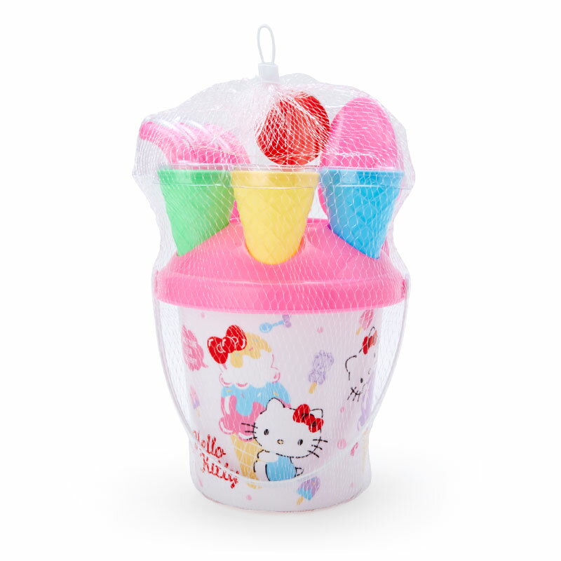 小禮堂 Hello Kitty 手提挖沙玩具組 沙灘玩具 澆水桶 玩具鏟 (粉 甜筒)