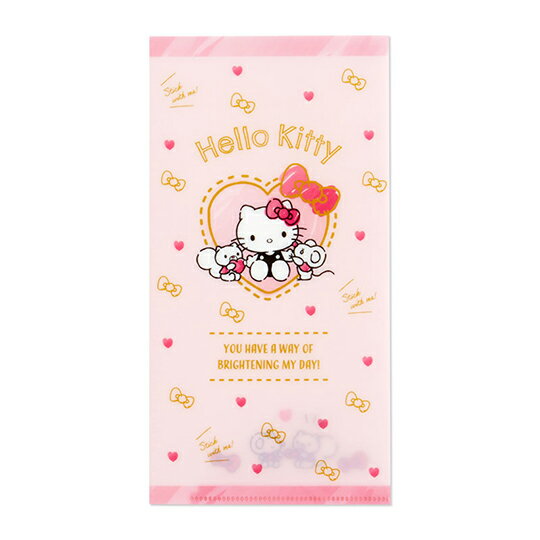 小禮堂 Hello Kitty 日製 雙開式票據夾 雙開式檔案夾 卡片夾 收納夾 (粉 愛心)