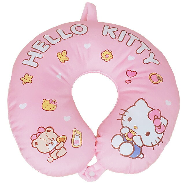 小禮堂 Hello Kitty 絨毛U型頸枕 (粉餅乾款)