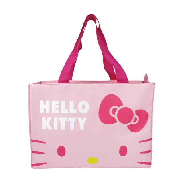 小禮堂 Hello Kitty 船形尼龍保冷側背袋 保冷提袋 保溫袋 野餐袋 購物袋 (粉 大臉)