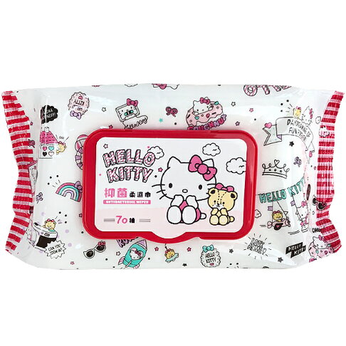 小禮堂 Hello Kitty 抑菌濕紙巾包 70抽 (插畫款) 0