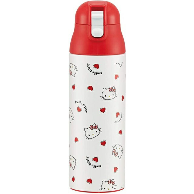 小禮堂 Hello Kitty 彈蓋保溫瓶 500ml (白愛心款)