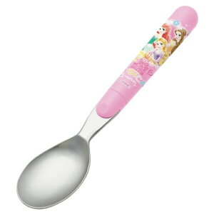 小禮堂 迪士尼 公主 日本製 兒童不鏽鋼湯匙 (粉格圖款)