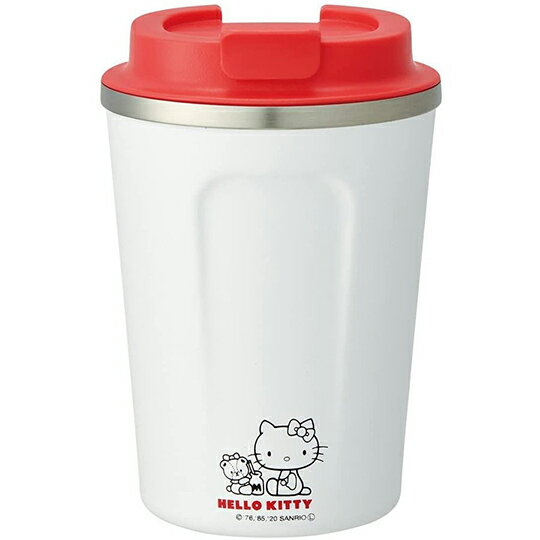 小禮堂 Hello Kitty 不鏽鋼隨行杯 不鏽鋼隨手瓶 咖啡杯 保溫杯 350ml (白 側坐)