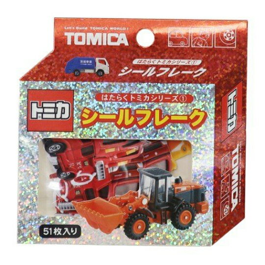 小禮堂 TOMICA多美小汽車 造型貼紙組 手帳貼紙 卡片貼紙 貼紙包 (紅 工程車)