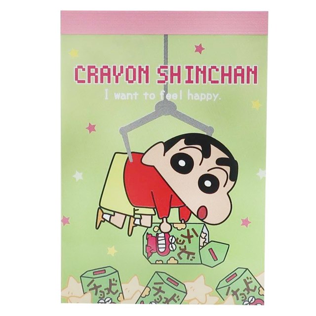 小禮堂 蠟筆小新 日本製 迷你便條本 (綠餅乾款)