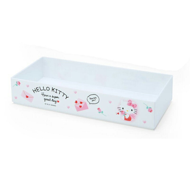 小禮堂 Hello Kitty 無蓋塑膠收納盒 (S 白信封款)
