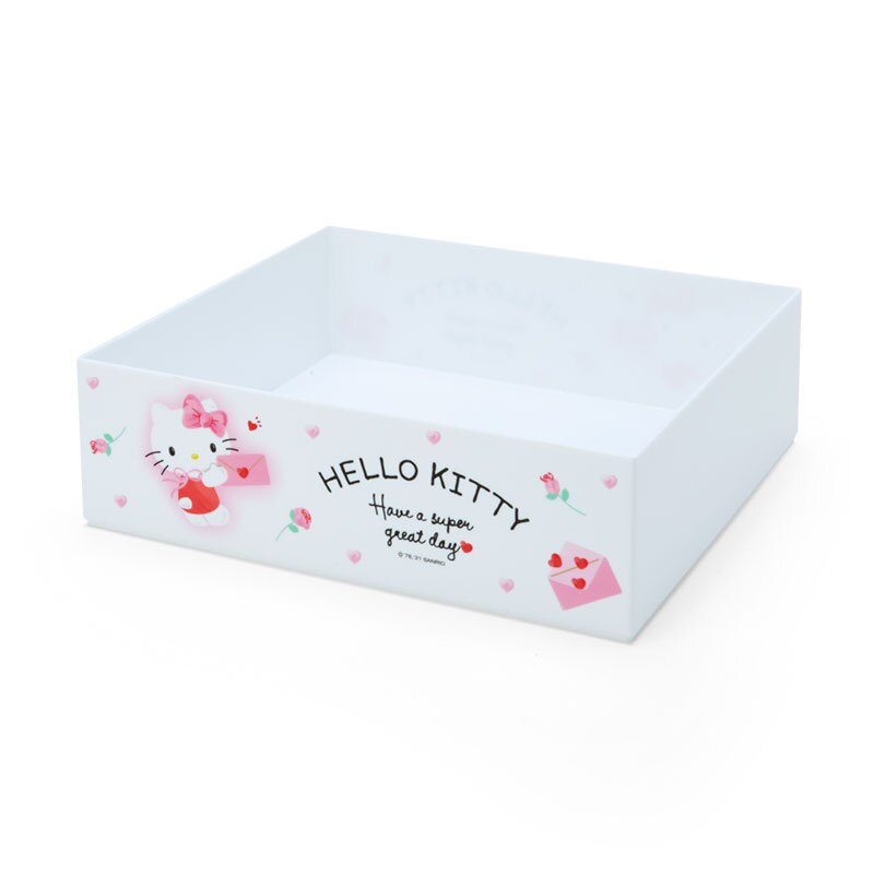 小禮堂 Hello Kitty 無蓋塑膠收納盒 (M 白信封款)