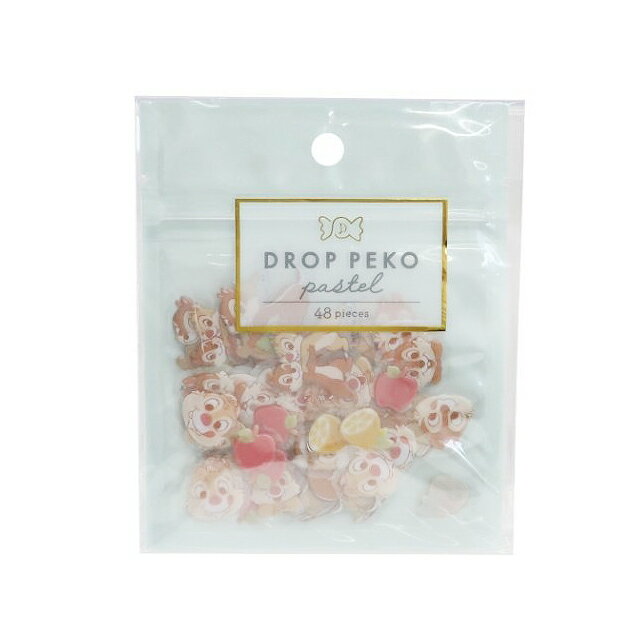 小禮堂 迪士尼 奇奇蒂蒂 DROP PEKO 果凍貼紙48入組 (綠色款)